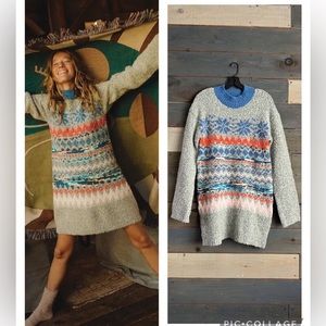 NEW FREE PEOPLE Funfetti Fairisle Tunic Knit Sweater Dress M